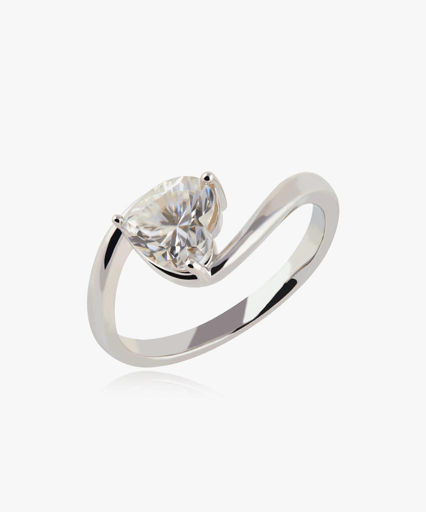 Helene Jewelry Silver 925 1-Carat Wave Heart Cut Moissanite Miss Ring (C Type)