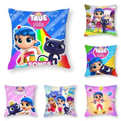 T-True And The R-Rainbow Kingdom Pillow Case Square Double‑Sided Print Cushion Case For Sofa Home Bedchamber Decor Gift