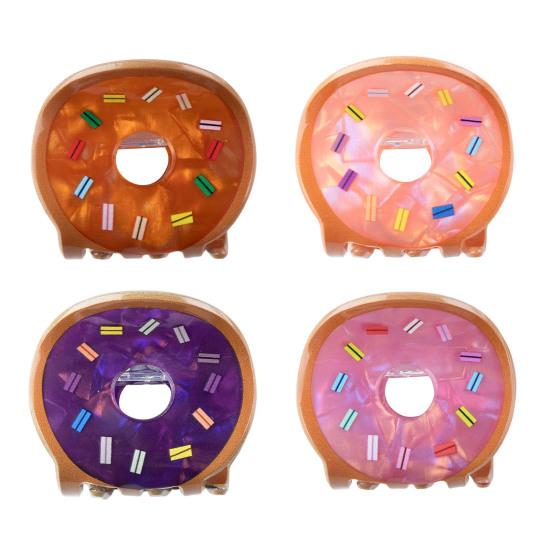 Hair Claw Cartoon Donut Shape Back Head Hair Clip Anti-slip Teeth Strong Grip Shark Hair Clip Versatile Hair Accessory