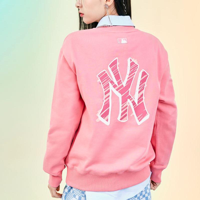 MLB Basic Logo New York Yankees Großes Rückenlogo Langarm Hoodie Unisex Hoodie Rosa 3AMTB0121-50COL