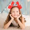Kisangel Red Crab Headband Plush Eye Crab Hair Hoop Adorable Cosplay Headwear for Cartoon Funny Favors Supplies