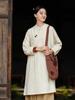 Women's Asymmetrical Zen Robe with Stand-up Collar and Frog Buttons - Retro Style Cheongsam Dress