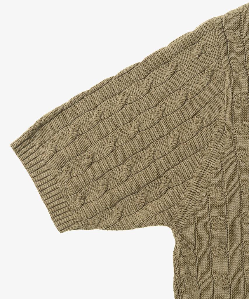 TOFFEE Classic Cable Round Neck Half Knit (Khaki Beige)