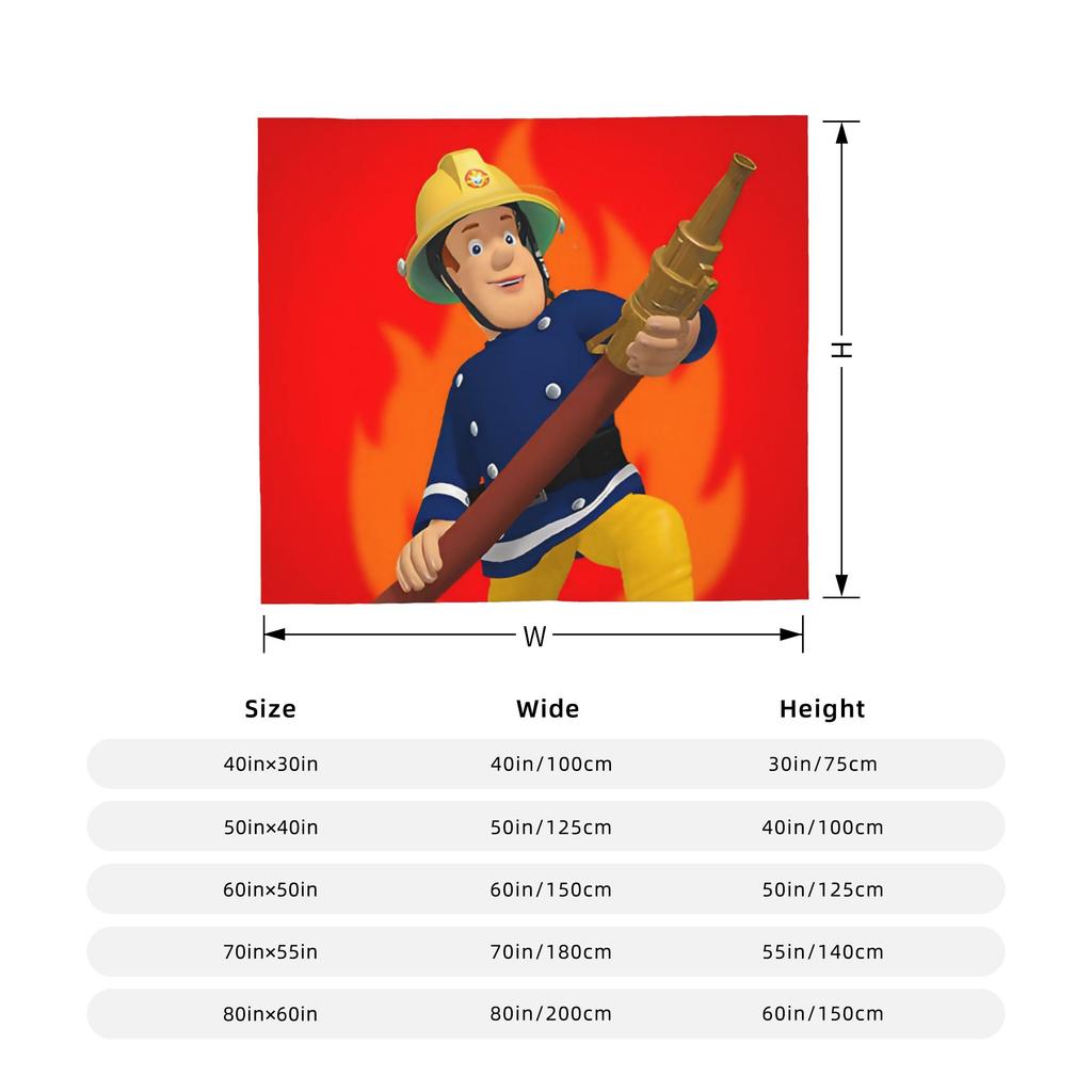 Fireman Sam Wool Blankets Firefighters Novelty Throw Blankets for Bed Sofa Couch 150*125cm Rug Piece