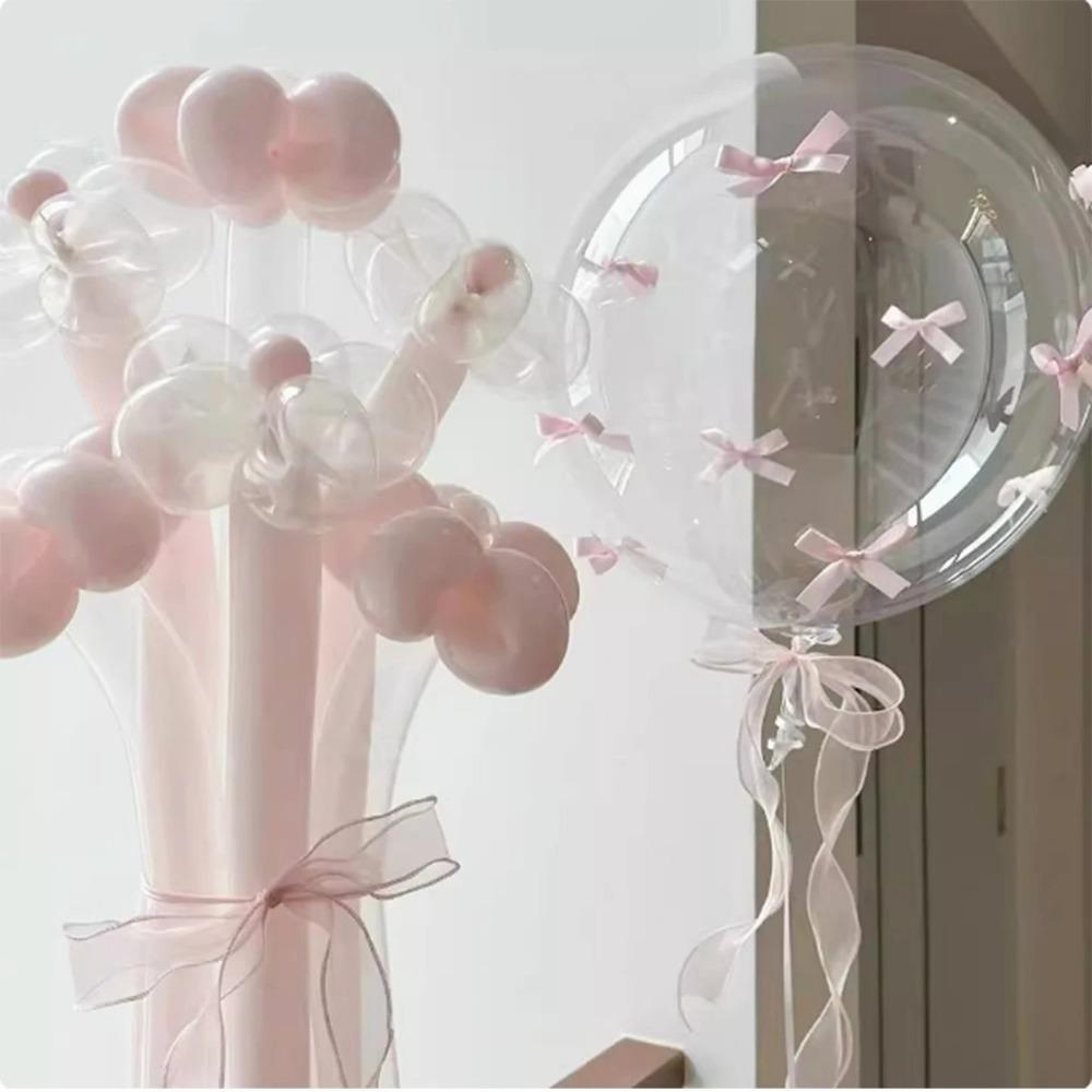 24 Zoll Rosa Schleife Ballon Transparent Party Dekoration Aluminiumfolienballon Verlobung Geburtstag