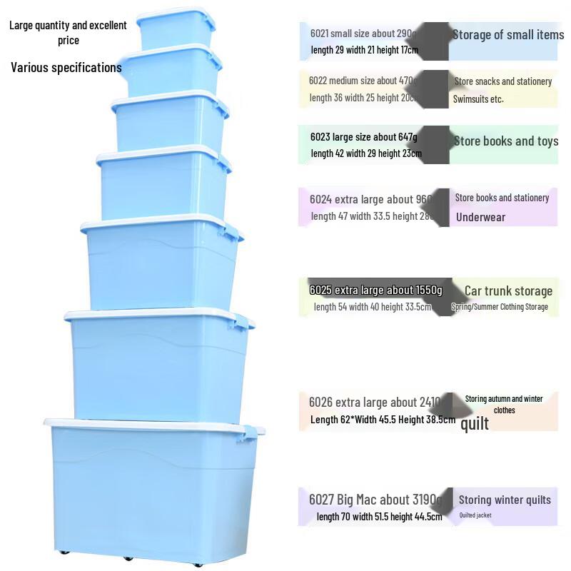 Zedaoju 170L Transparent Storage Box with Wheels and Lid