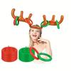 Inflatable Reindeer Horn Game with 1 Horn and 4 Rings, Fun Family Party Toss Game, Great Holiday Party Favors and Supplies