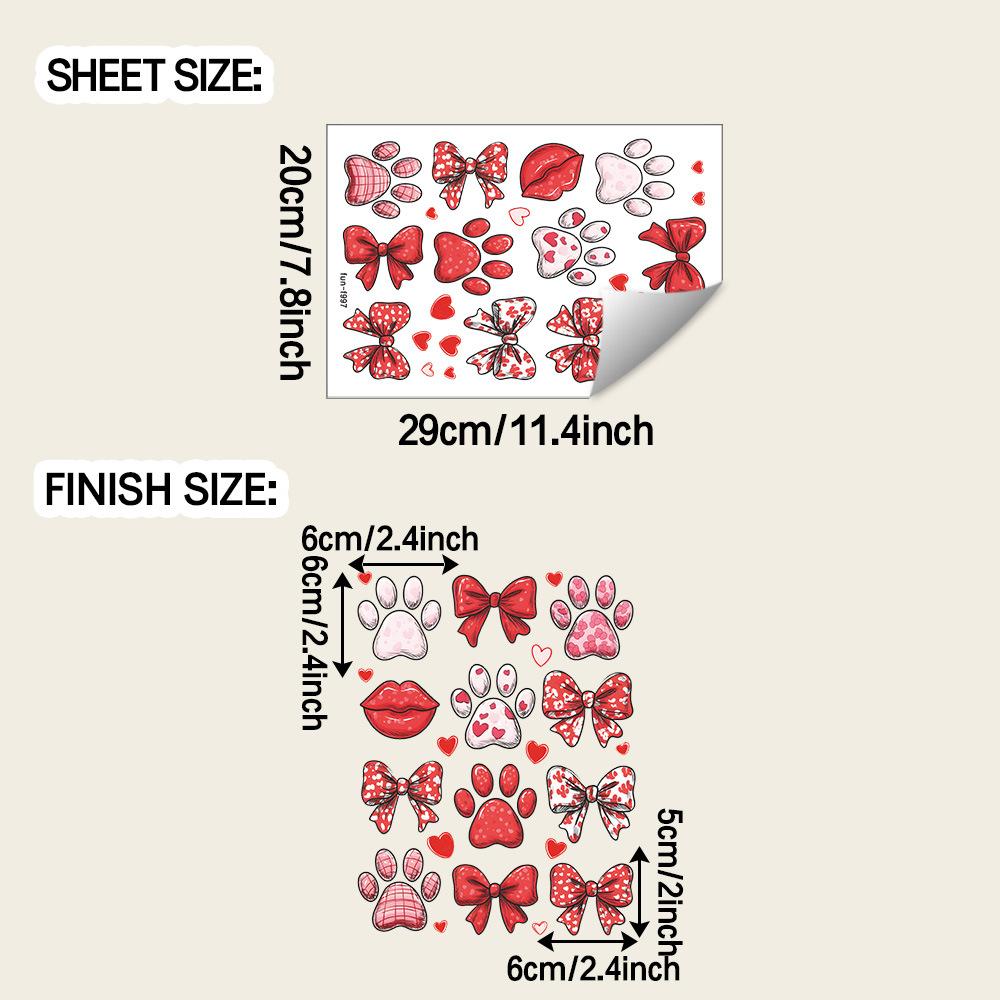 

Cartoon Valentine s Day Bow and Footprint Wall Stickers for Living Room and Bedroom Decoration