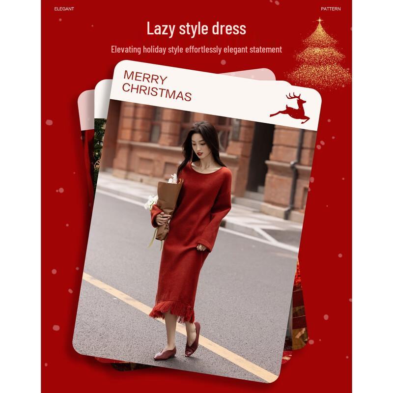 Demana Women's Elegant Tassel Knitted Dress