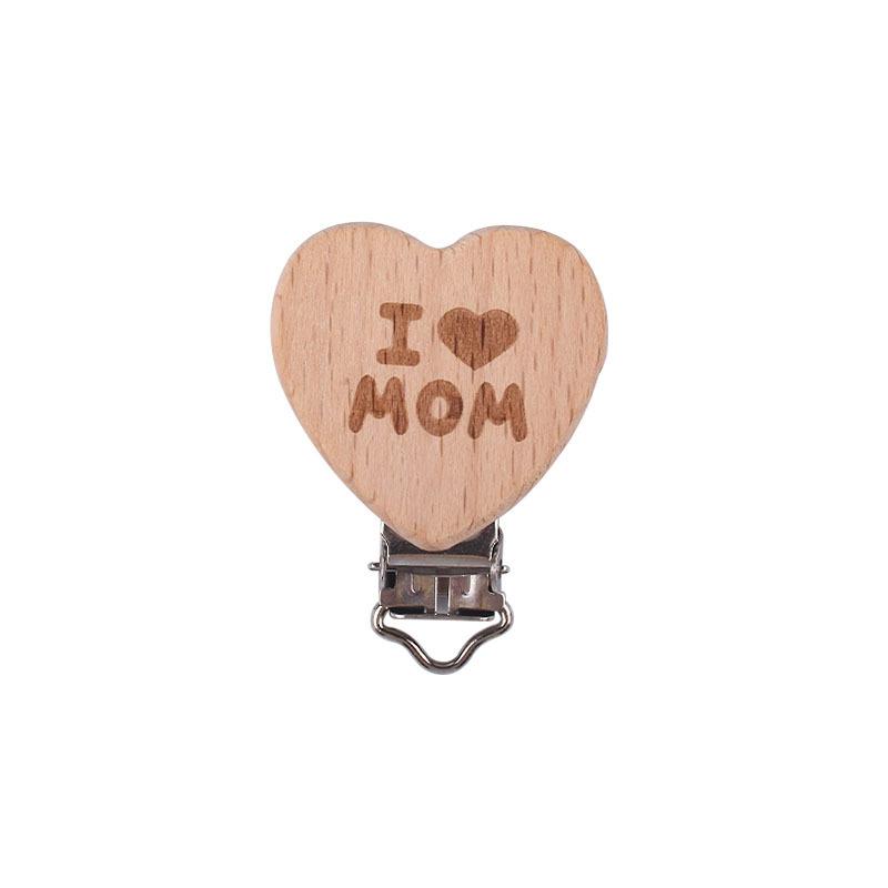5Pcs/Lot New Arrival Lovely Wooden Pacifier Clip Natural Beech Wood Accessories for Baby Handmade Dummy Clips Pacifier Chain