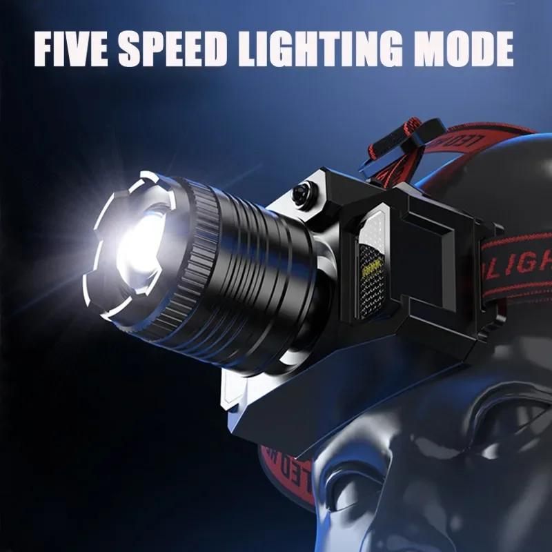 LED Sensor Headlamp Camping Search Light Head Flashlight Rechargeable Powerful Head Lamp Front Lanterns Headlights 5 Modes