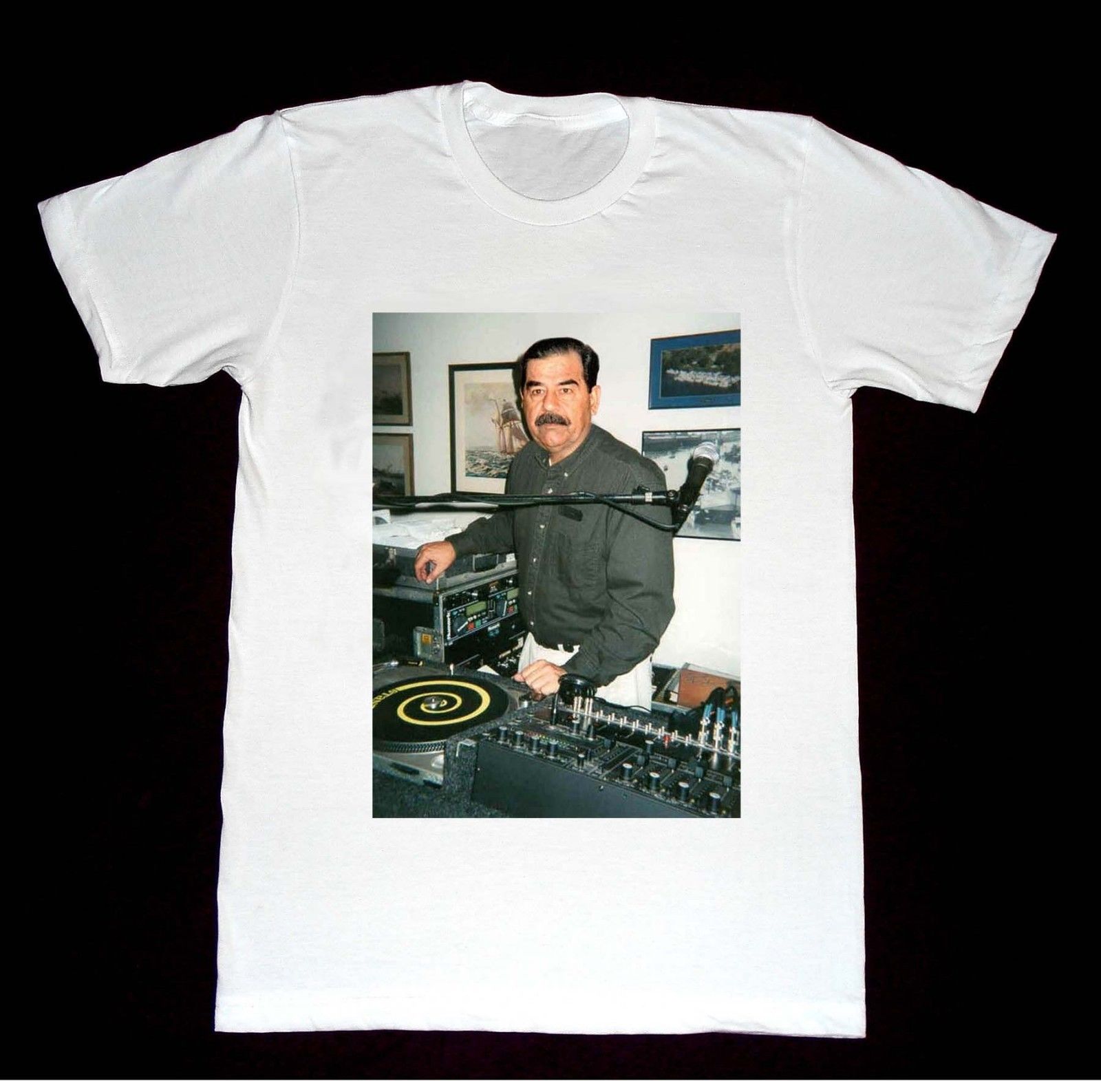Dj Saddam Hussein T Shirt Technics 1200 Iraq House Edm Hip Hop New Brand Clothing Custom Special Print Unisexs Photo T Shirts S
