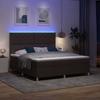 LED Box Spring Bed with Headboard Dark Brown 180 x 200 cm Fabric