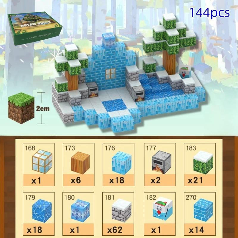 Creative Magnetic Building Block Bricks Famous Scene Mine World Architectural Set DIY Kids Puzzle  Assembly Toys Gifts