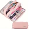 Large Capacity Three-Layer Zipper Pencil Case with 8 Pen Slots and 4 Inner Pockets in Oxford Cloth, Available in Multiple Colors