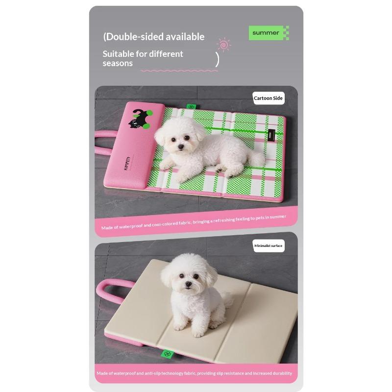 Reversible Pet Cooling Gel Mat for Dogs Cats Portable Foldable Dog Bed with Handle All Seasons for Crate Travel Indoor Outdoor