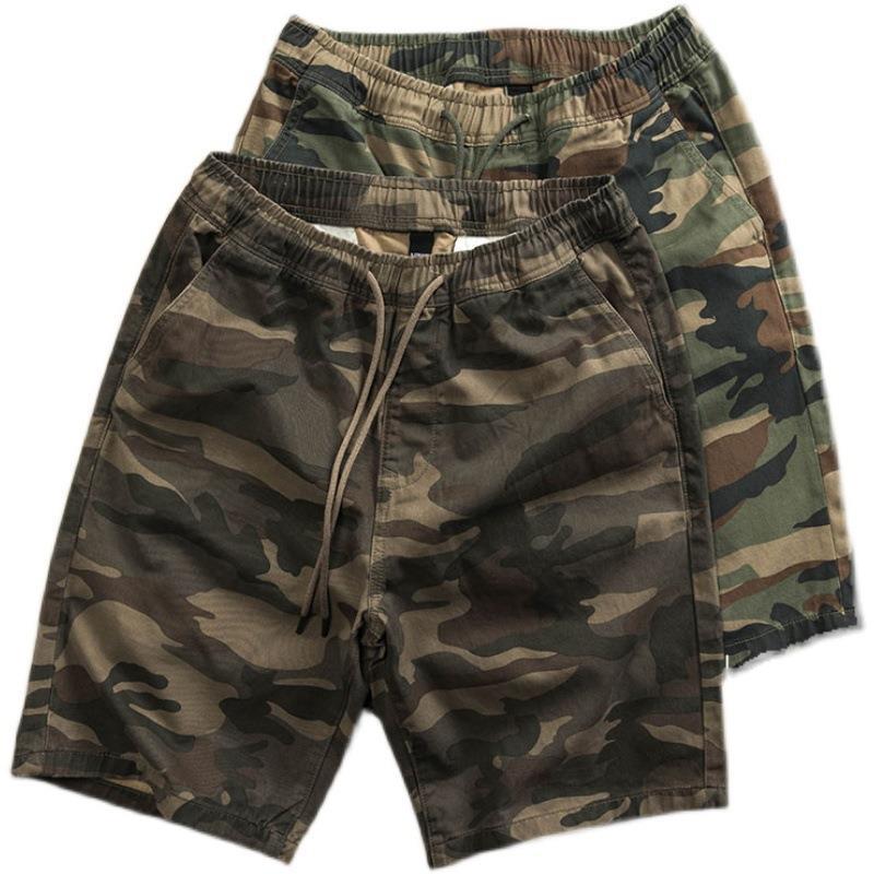 Shawn Yue Men's Retro Camouflage Elastic Waist Shorts