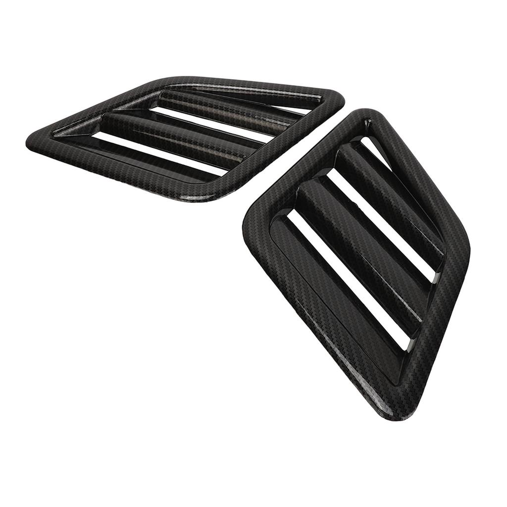 2 Pcs Engine Hood Air Vent Cover ABS Front Upper Bonnet Hood Air Outlet Grille Replacement for Ford Carbon Fiber Style