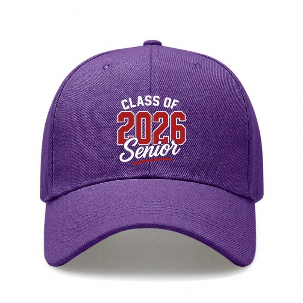 [Graduation Baseball Cap] Class Of 2026 Senior Print Polyester Adjustable Breathable Casual Streetwear Daily Wear Baseball Hat - Dad Hat, Sun Cap