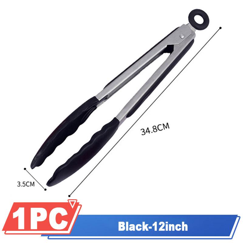 Clestă din silicon pentru grătar pentru grătar Bucătărie gătit salată pâine Clestă antiaderență pentru grătar Clemă din oțel inoxidabil Instrumente Gadgets