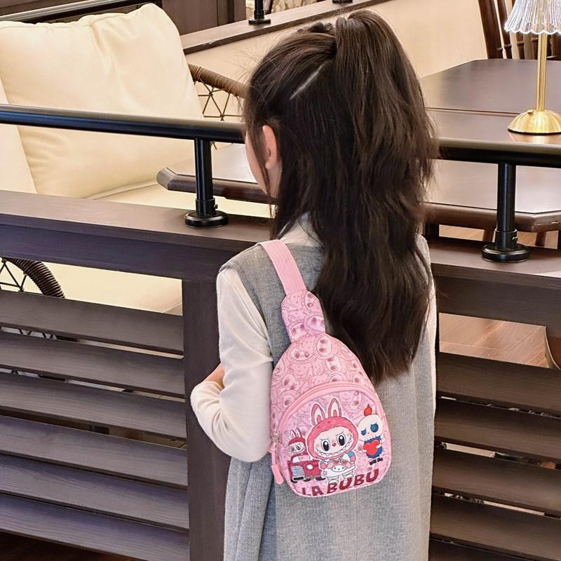 School Bag Labubu Children's Bag Love Cartoon Chest Bag Change Small Bag One Shoulder Oblique