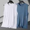 Yousheng Men Vest Round Neck Sleeveless Breathable Holes Tank Tops Color Block Quick Drying Summer Ice Silk Camisole Fitness Training