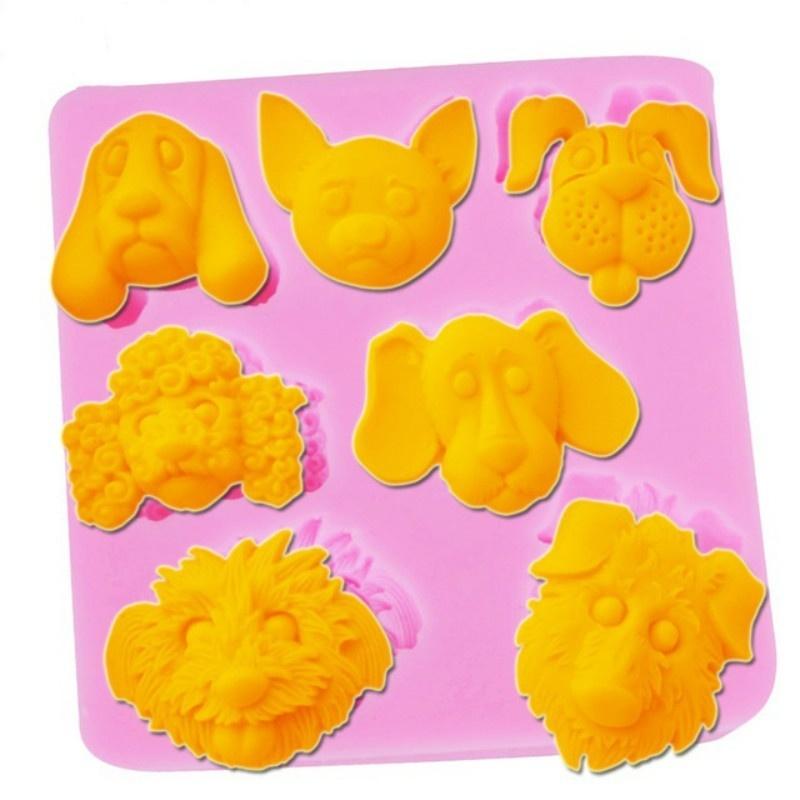 Nytt Djur Hundar Huvud Silikon Chokladform Fondant Tårta Bakningstillbehör Sockerform Verktyg Silikonform