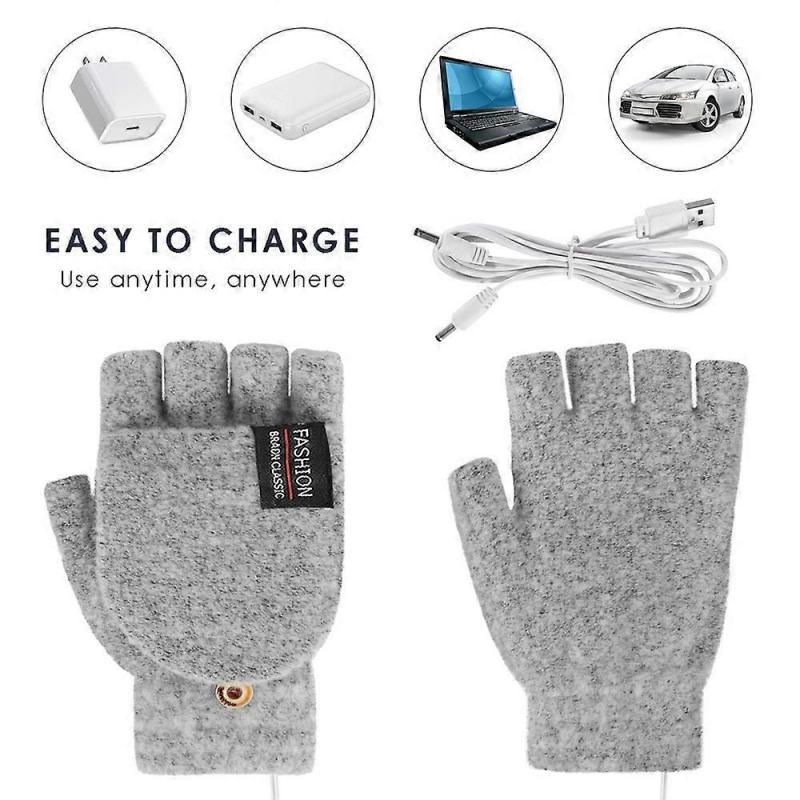 USB Electric Heated Gloves Heating Gloves Mittens Rechargable Waterproof Adjustable Temperature Cycling Skiing
