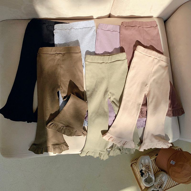 Stretch Cotton Vintage Bell-Bottom Pants All-Matching Base Children's Clothing