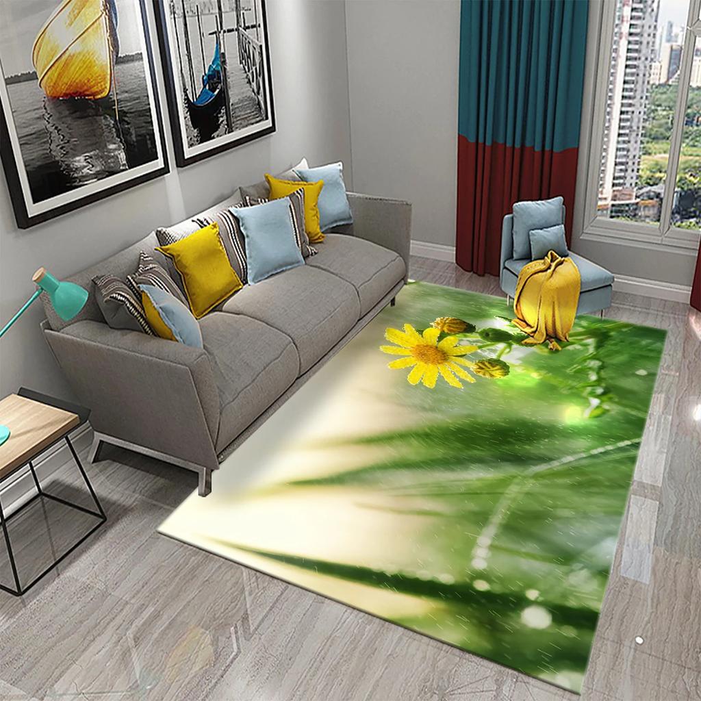 3D Flowers In The Morning Light Carpet for Kids Play Crawling Mat Boys Girl Bedroom Bedside Decor Floor Rug Living Room Carpet