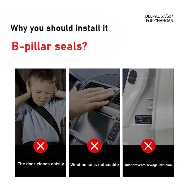 For Deepal S07/S7/SL03/L07/S05 2Pcs Car Door Sealing Strips B-Pillar Sound Insulation Strips w/ Noise Reduction Upgraded Version