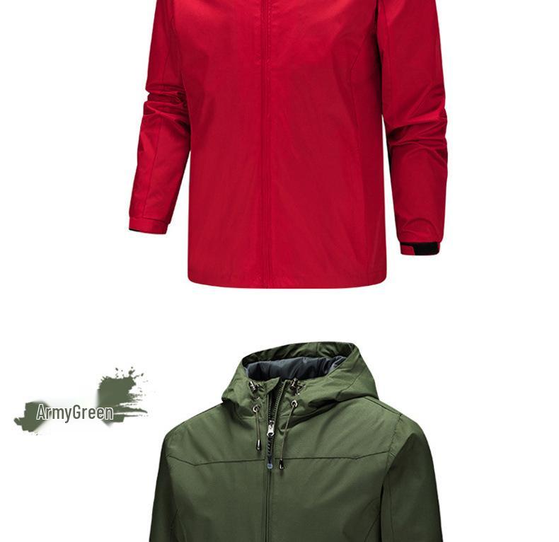 Unisex Outdoor-Windjacke für Paare: Lässige Kapuzenjacke für Frühling-Herbst zum Wandern, anpassbares Logo.