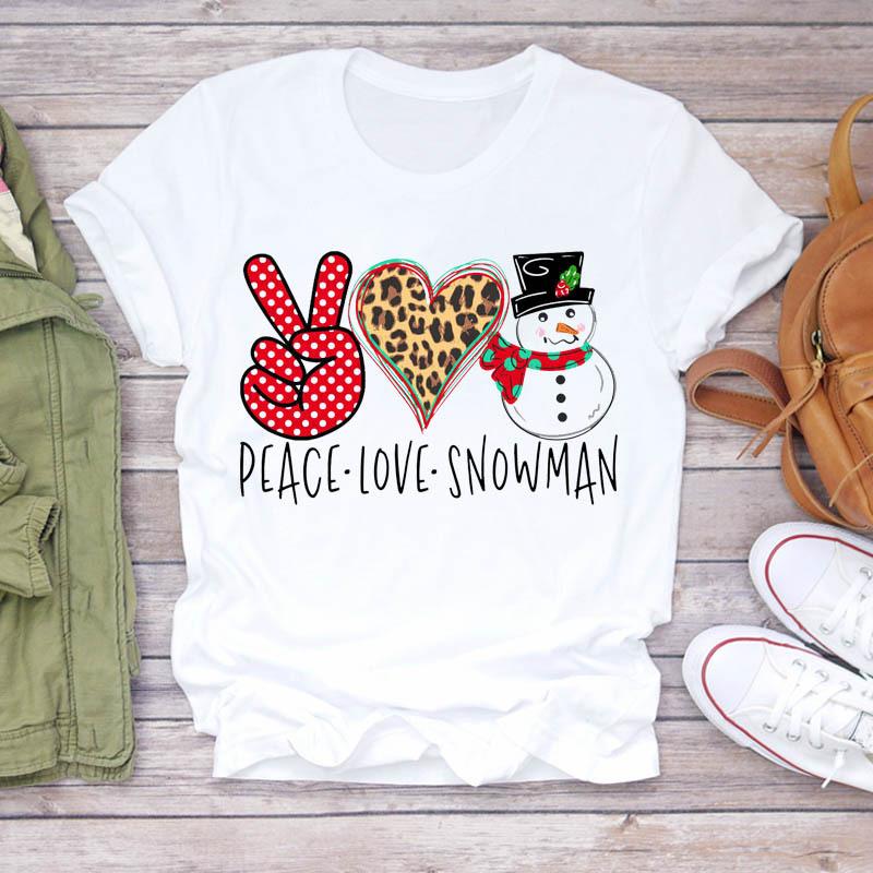Casual Leopard Merry Christmas Tree Graphics Women T-Shirt 90S Kids Summer Shirts Loose White Female Tops Cute Children Clothes