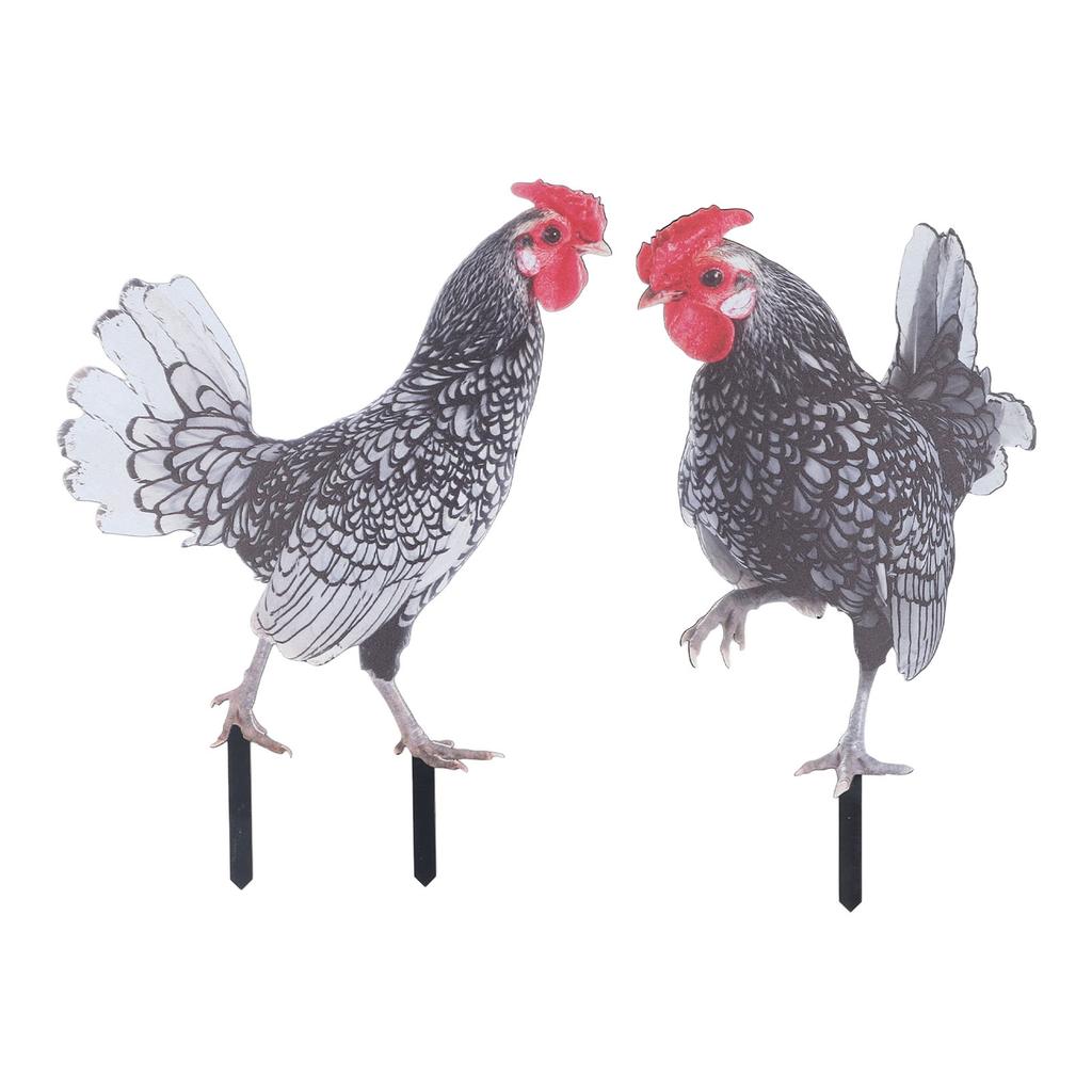 2ks Kuřecí výzdoba na dvorku Barevné poutavé realistické akrylové dekorativní zahradní slepice vytyčují ven