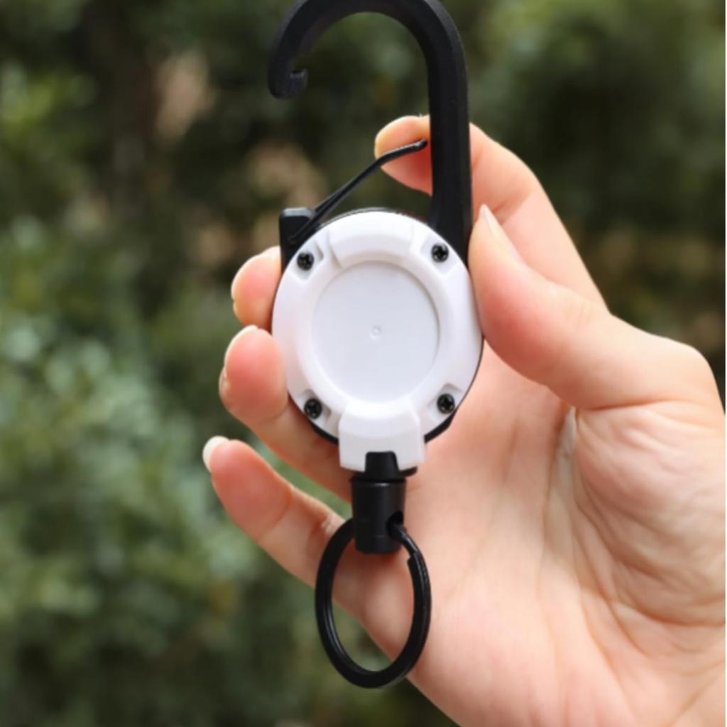 [YFFSFDC] Key Back Reel Keychain with Carabiner, Reel Strap, Metal Wire, Durable, Maximum Telescoping 60cm, Flexible, Prevents Loss, Perfect for