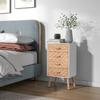 Comfortable 4 Drawer Dresser Bedroom Nightstand With Raised Legs For Living Room 40x30x75 Cm White And Natural