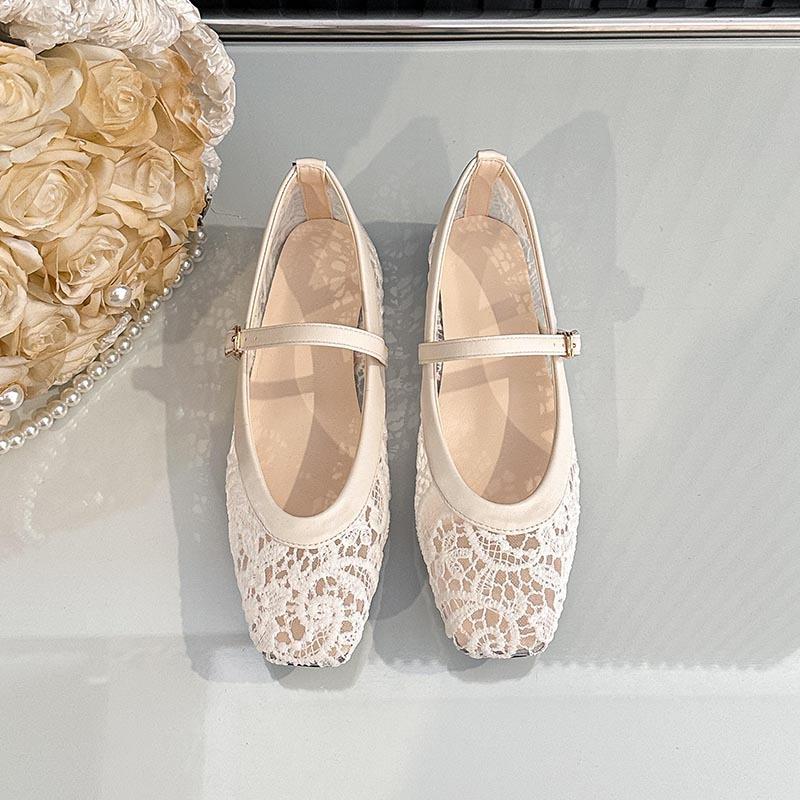 Scarpe Basse da Ballerina in Rete da Donna Mary Jane Slip-On Casual Traspiranti Ballerine da Donna Estive Punta Quadrata Chiusa Mary Jane Scarpe Eleganti