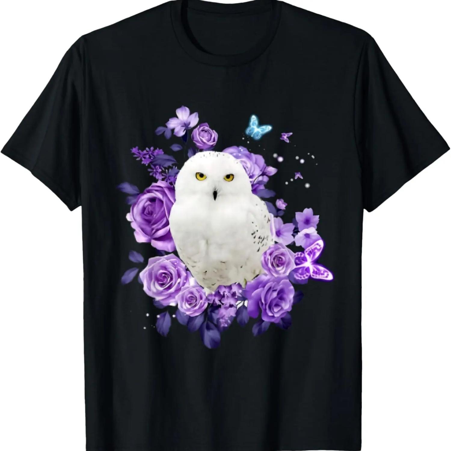 Owl Purple Rose Collection Cute Owl Lover Gift T-Shirt S чёрный