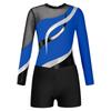 Kids Girls Long Sleeve Gymnastic Leotard with Shorts Athletic Dance Unitards Performance Competition Costume