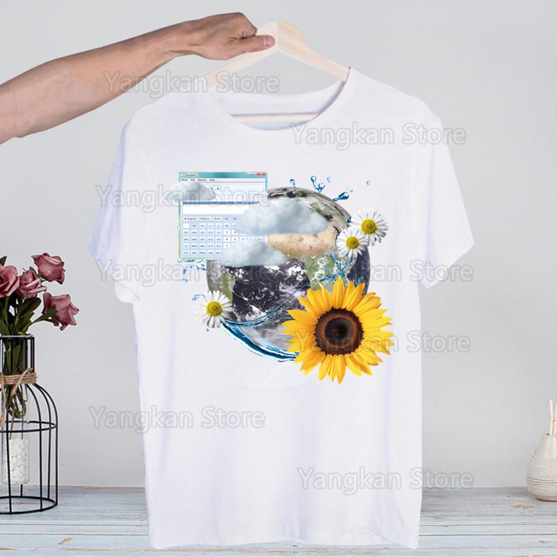 Frutiger Aero Harajuku T-skjorter Sommer Menn/Kvinner Hip Hop Morsom Trykk T-skjorte Streetwear T-skjorte Kortermet Tee Topp