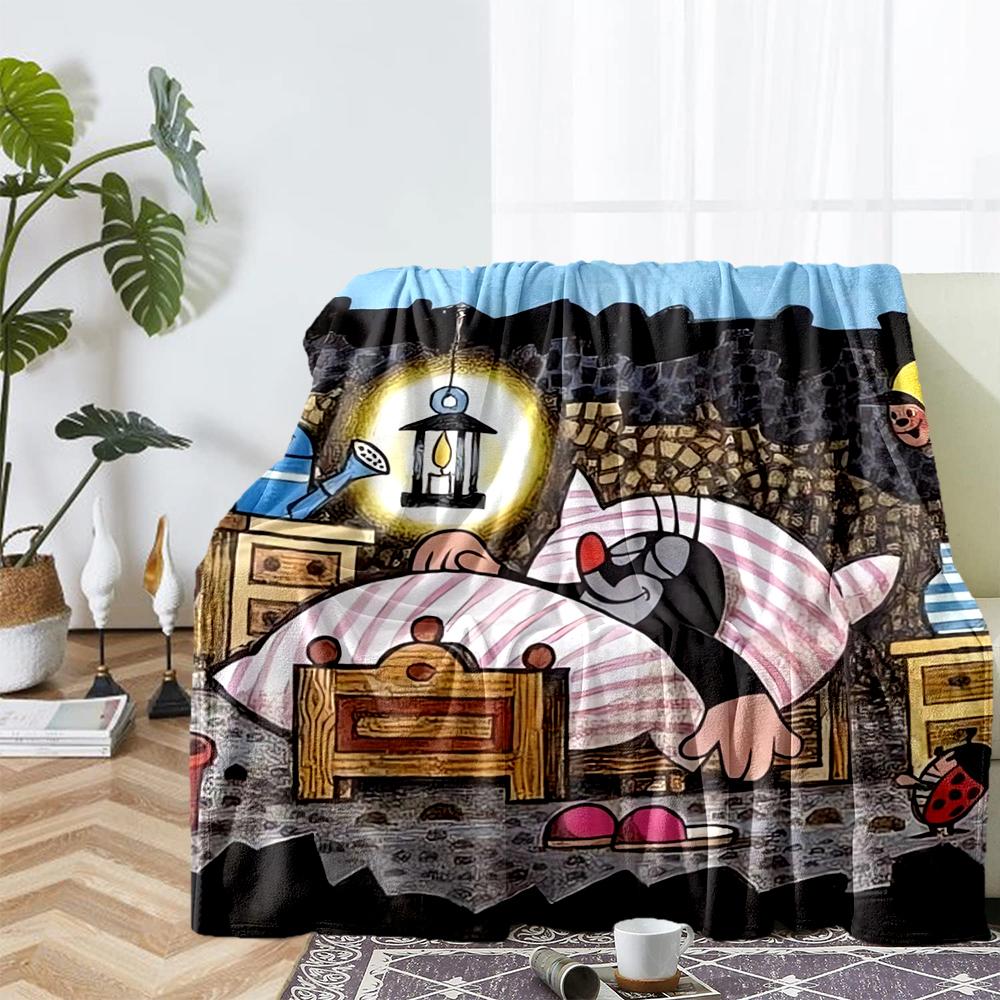 Krtek Theme Printed Blanket - Perfect for Couch, Bed, Travel & Outdoor Use | Machine Washable, Cozy & Durable.