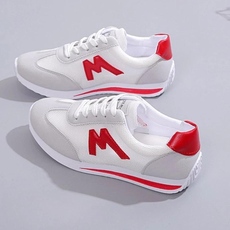 Round Head Deep Mouth Sneakers Light Versatile Breathable Cross Lace Casual Sports White Shoes Shoes Tennis Sneaker