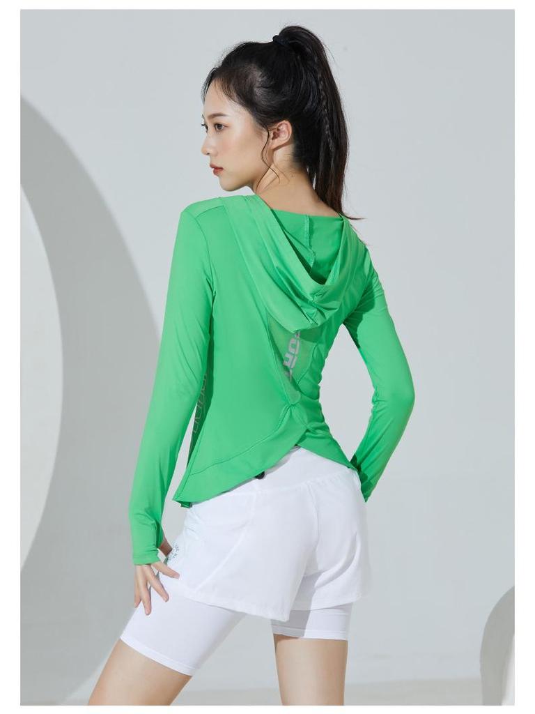 Damen Schnelltrocknender Kapuzen-Sonnenschutz-Pullover - Modische Dünne Langarm-Sportjacke für Laufen & Fitness