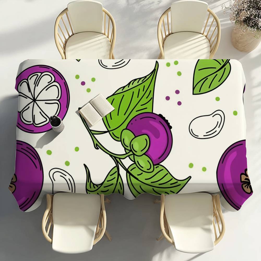 Fruit Mangosteen Table Cloth Home Party Picnic Dining Room Kitchen Patios Stain-Proof Polyester Table Cloth
