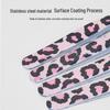 Stainless Steel Leopard Print Pink 4-Piece Eyebrow Shaping Set with Flat & Pointed Clips