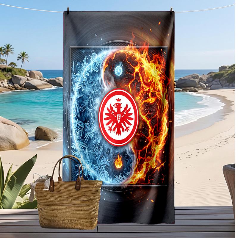 Πετσέτα Παραλίας Ποδοσφαιρική Εκτύπωση Eintracht Frankfurt, Μεγάλη Μαλακή Πετσέτα Γρήγορου Στεγνώματος για Παραλία Κάμπινγκ Κολύμπι