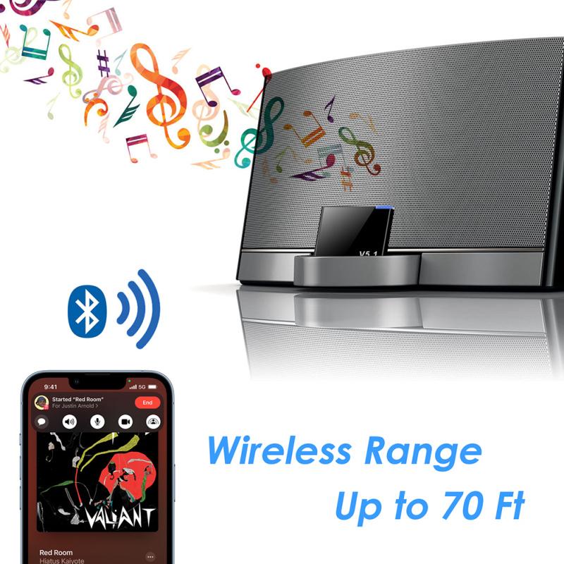30 Pin Bluetooth uyumlu 5.1 Ses Alıcısı Müzik Mini Kablosuz Adaptör Ios İçin Uyumlu