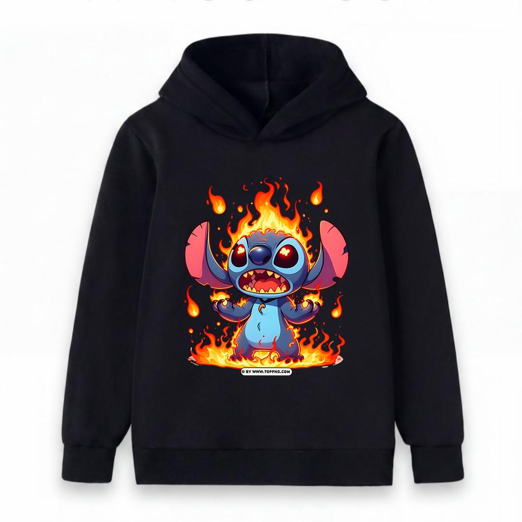 Kids Boys Girls Hoodie Angry Fire Stitch Graphic Print Pullover Hooded Sweatshirt Casual Long Sleeve Loose Fit Top For Teenagers Children Streetwear