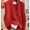 Gilet Maglione Versatile con Scollo a V Autunno Inverno da Donna Cappotto Moda Femminile Senza Maniche Cardigan a Maglia Maglioni Gilet Top