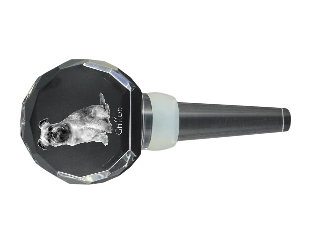 Griffon Bruxellois, Brussels Griffon – Crystal bottle stopper, unique wine stopper with photo | Art-Dog